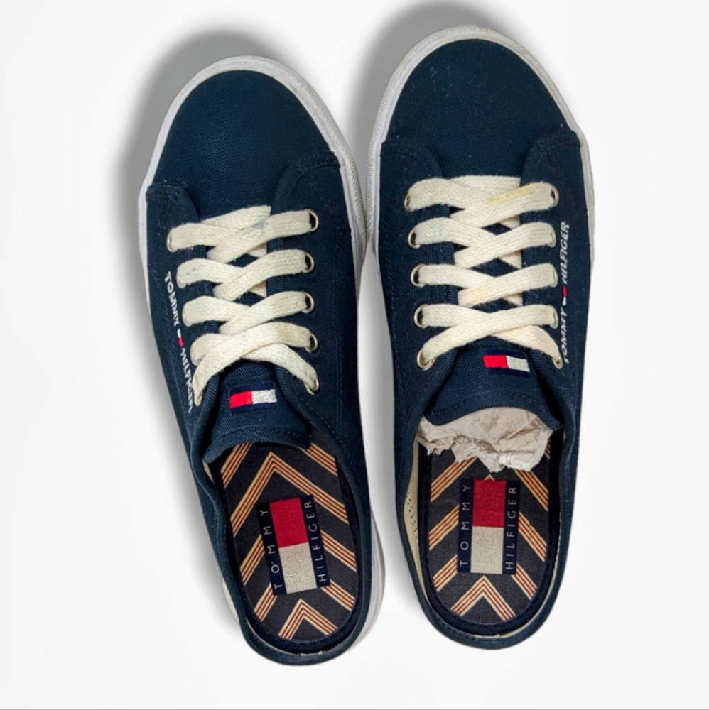 Tommy Hilfiger | Vintage Y2K Navy Blue Slip On Lace Sneaker Mule Women's Size 6 - Picture 6 of 7